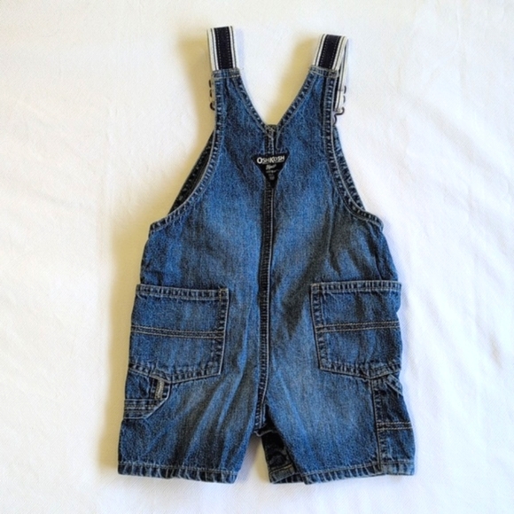 oshkosh b'gosh vestbak cotton denim shorts overalls with elastic straps 18 month - Picture 7 of 9